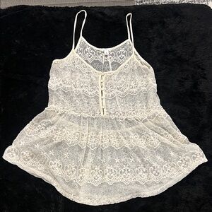 BP White Lace Detail Top